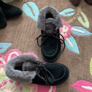 UGG Women's Diara Lacing Fleece Lined Black Snow Boots (SNKR) 1113090-BLK